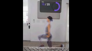POV from VR headset showing virtual exercise teacher