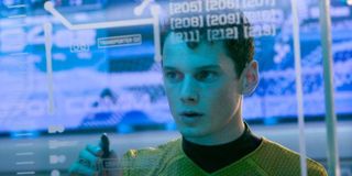 Star Trek Chekov checking calculations on a board
