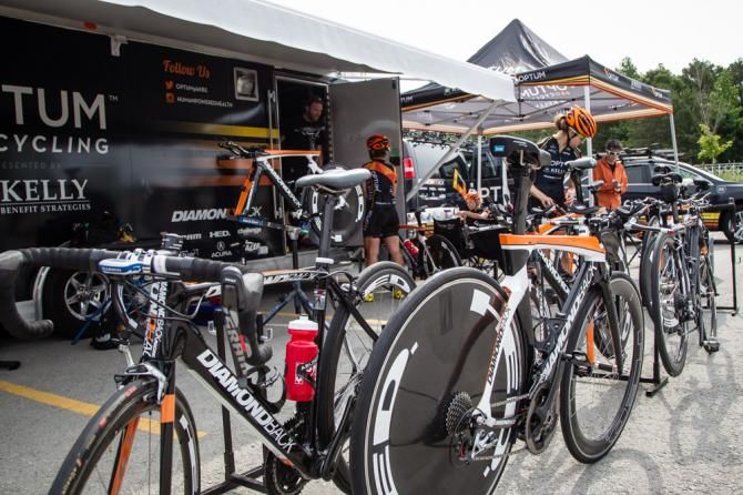 The Optum team gets the bikes ready to go for the day