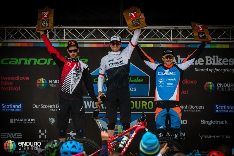 The men's round three podium