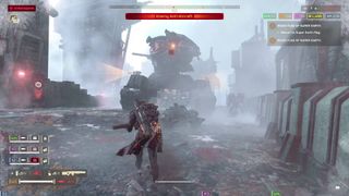 Helldivers 2 helldiver running directly at Vox Engine