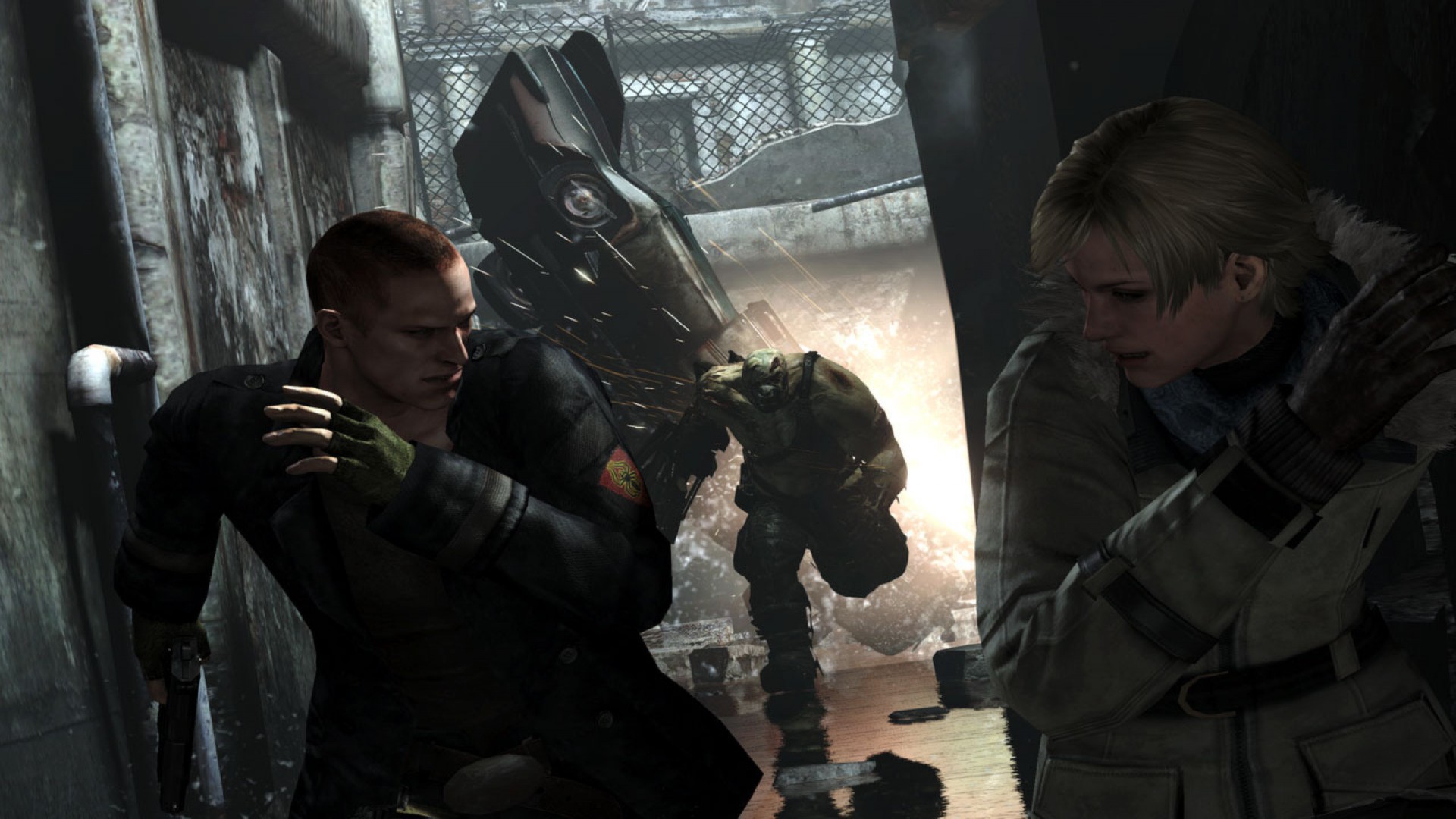 Jake running away from a monster in Resident Evil 6.