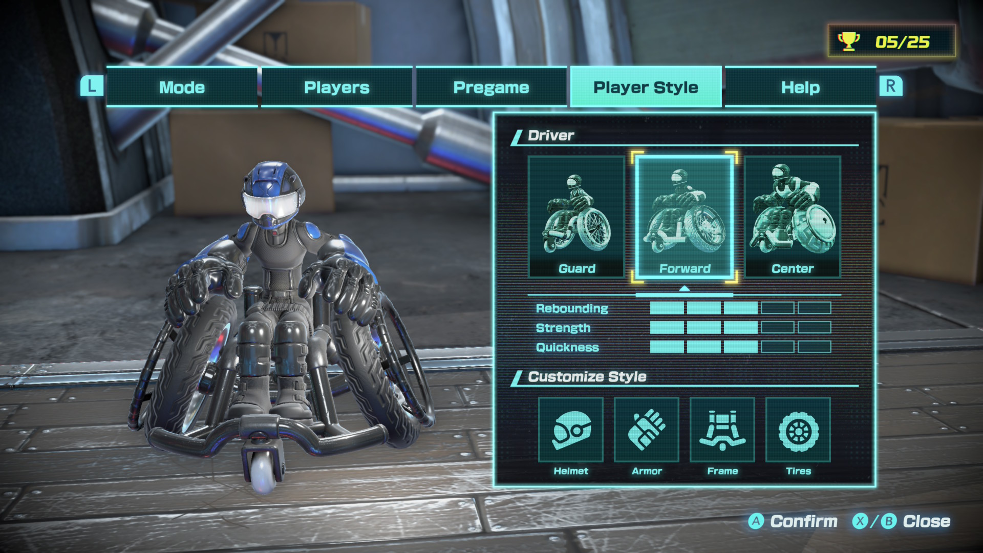 Player customization page on Drag x Drive
