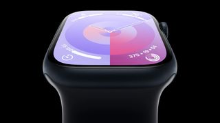 An Apple Watch Series 9 against a black background.