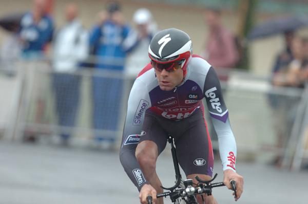Aussie Cadel Evans (Silence-Lotto) in Vuelta a Espa&ntilde;a stage seven in Valencia.