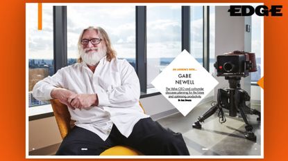 An image of Gabe Newell from Edge Magazine Issue 344