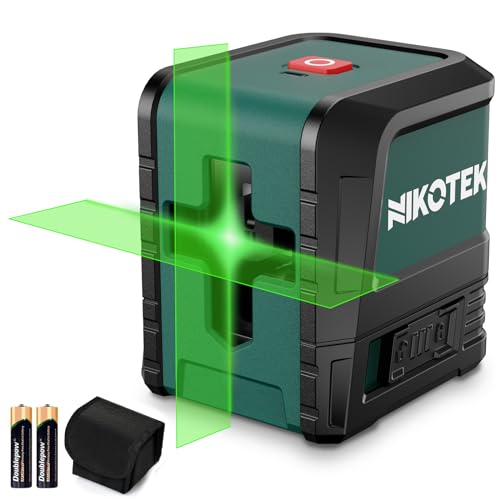 Laser Level, Nikotek Green Laser Level Self Leveling Cross Line, Horizontal and Vertical Line Laser Level Ip54 Waterproof and Dustproof Battery Carrying Bag Included