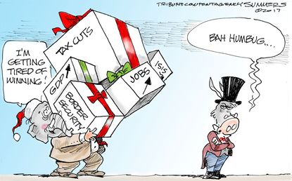 Political cartoon U.S Christmas GOP tax cuts Democrats