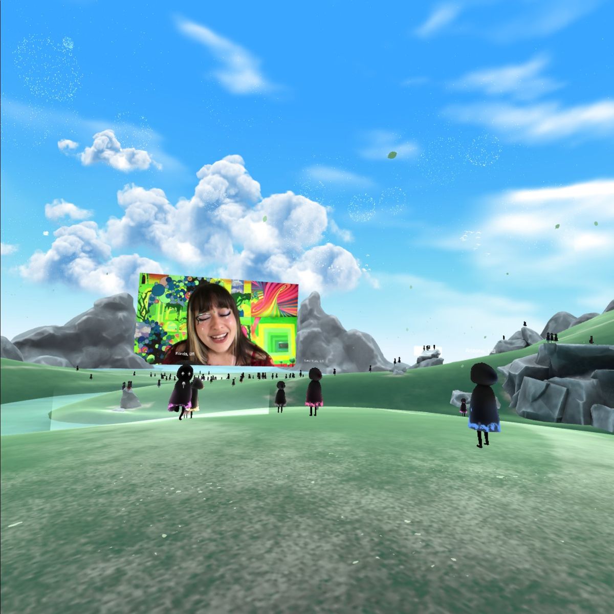Secret Sky VR music festival screenshots showing various locations in VR