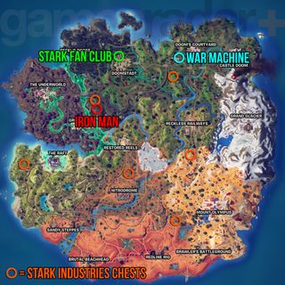 Fortnite Stark Fan Club quests locations map