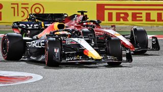 Max Verstappen and Charles Leclerc at the Bahrain Grand Prix