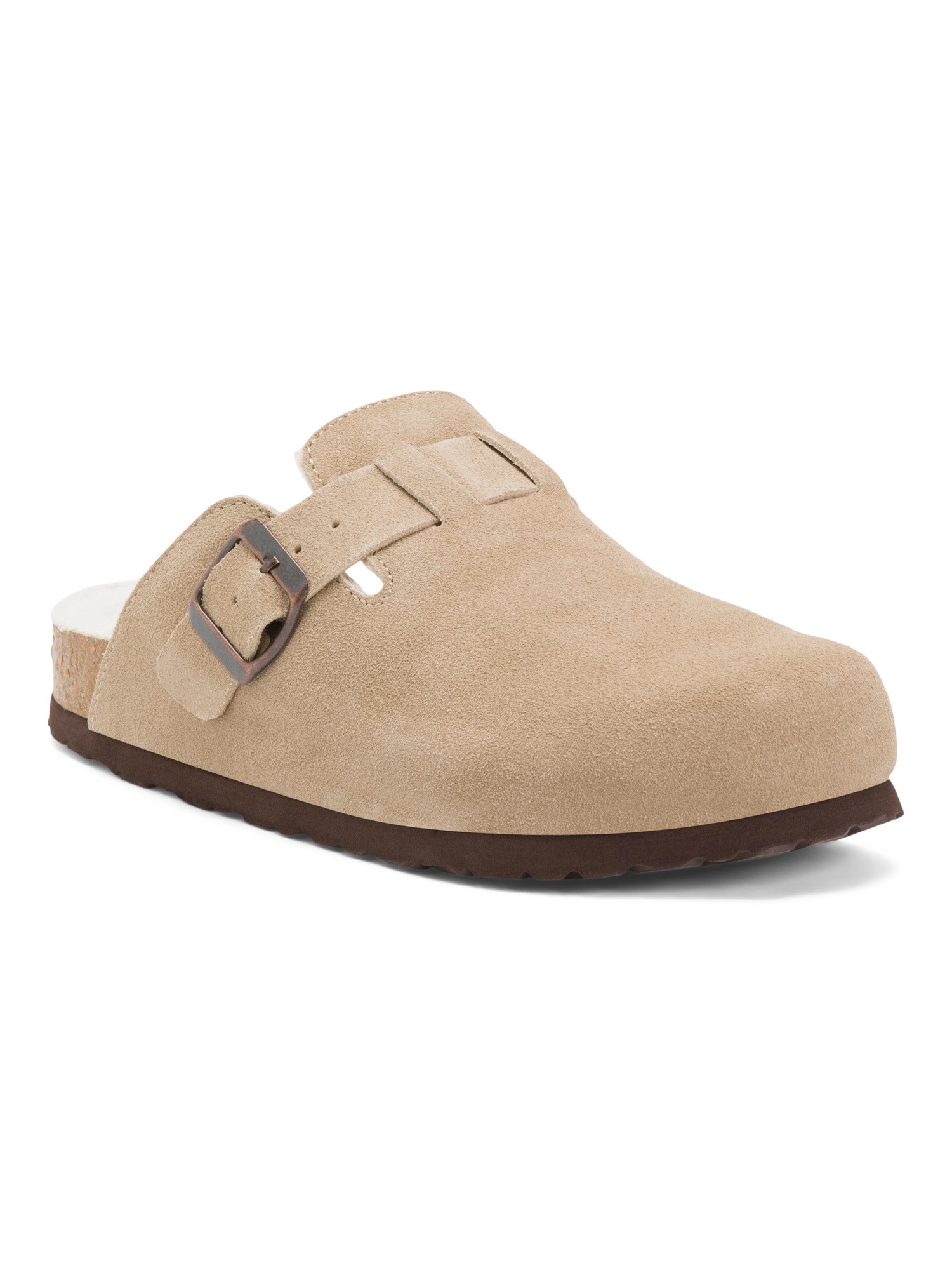 Cushionaire, Suede Fur Lined Buckle Clogs