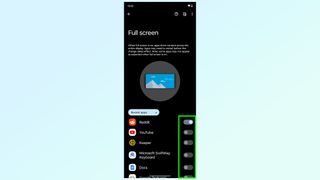 how to use full screen apps on cover display
