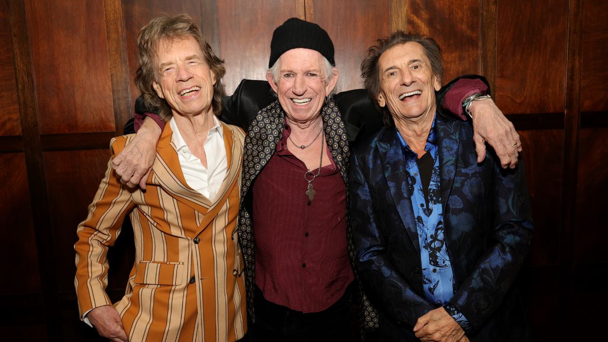 Mick Jagger, Keith Richards and Ronnie Wood pose backstage during the exclusive launch event of The Rolling Stones new album &ldquo;Foreign Tongues&rdquo; at Weylin on May 5, 2026 in Brooklyn, NY.