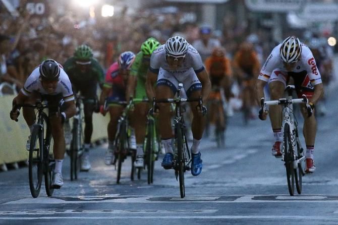 The sprint was close but Kittel was too powerful for Greipel and Cavendish