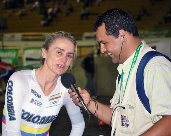 Mar&iacute;a Luisa Calle interviewed after winning the pursuit.
