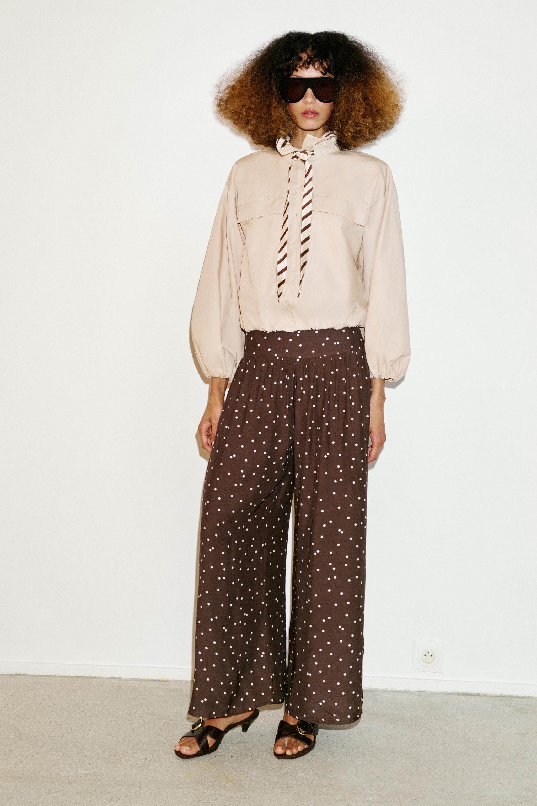 Wide-Leg Polka Dot Trousers