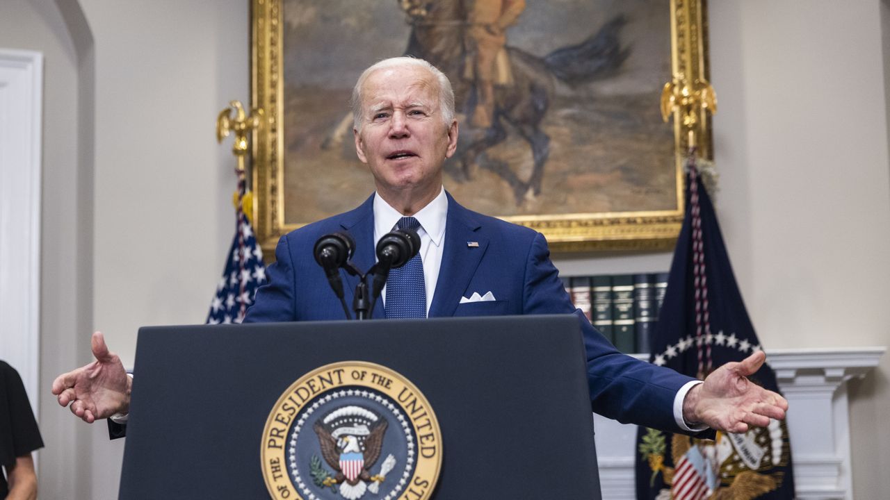 Joe Biden delivers a speech at the White House