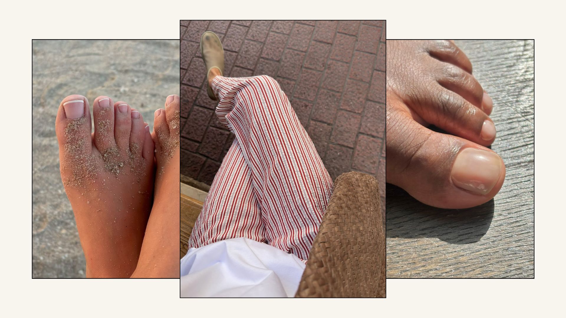 summer pedicure trends including french top, mesh accents and milky nails