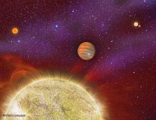 An artist illustrated this image of an exoplanet in a distant star system.