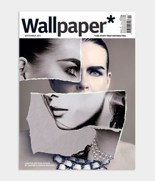 Linder & Paolo Roversi Wallpaper* magazine cover design featuring collage portrait of Linder for September 2013 issue
