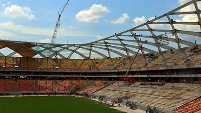 Construction work continues at the Arena Amazonia