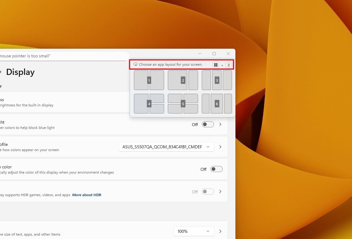 Maximize snap layouts with description