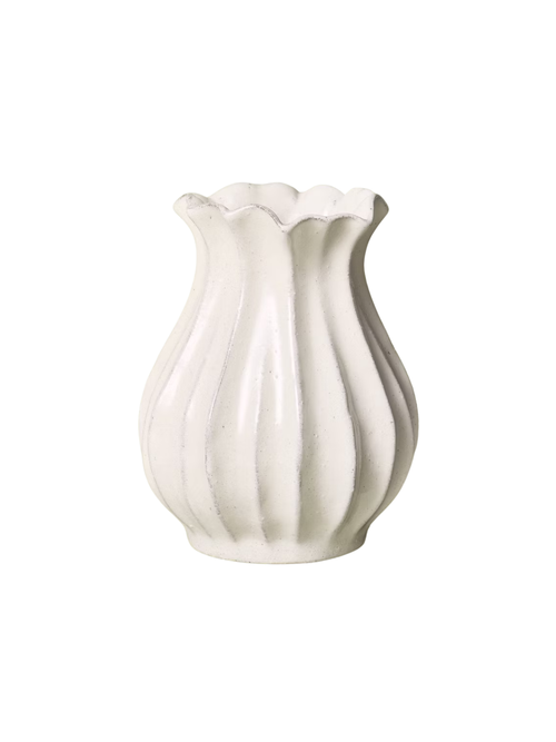 Pleated Ceramic Vase Sour Cream 