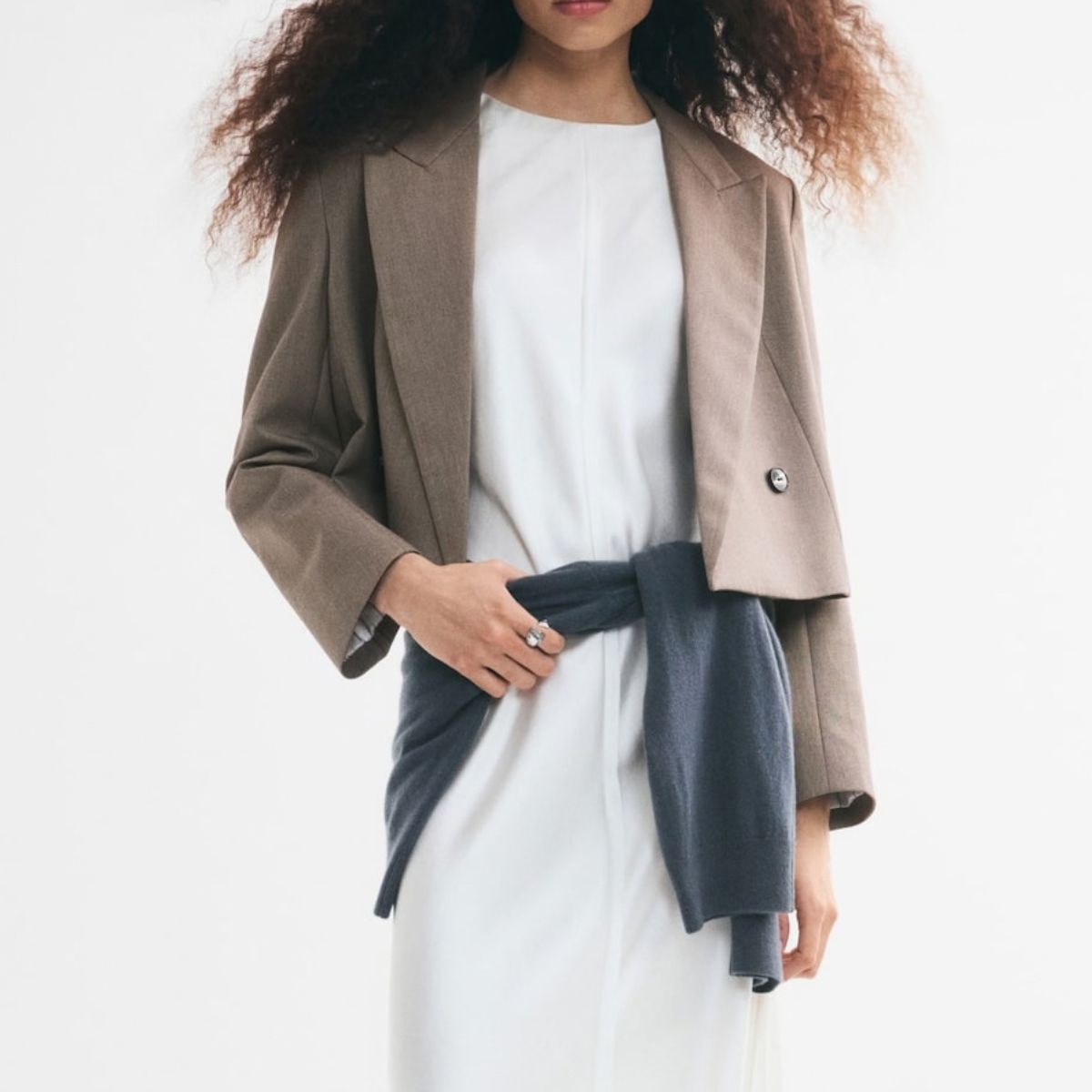 H&amp;amp;M crop brown blazer