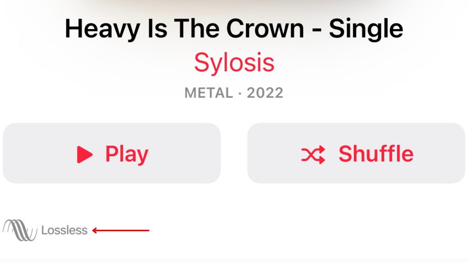 Apple Music lossless screenshot highlighting the lossless logo