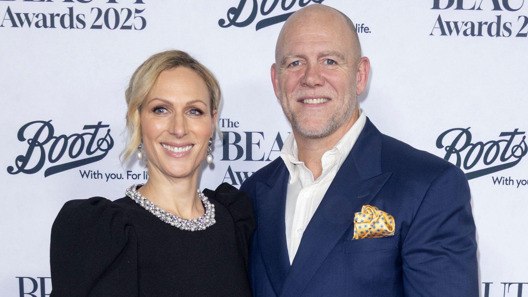 Zara Tindall and Mike Tindall smile as they attend The Beauty Awards 2025