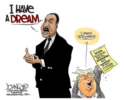 Political cartoon U.S. Donald Trump Martin Luther King Jr.