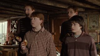 Harry, Ron, Fred, and George in Harry Potter 2