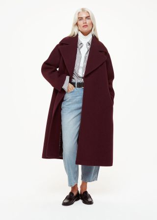 Burgundy Petite Lorna Wrap Wool Coat