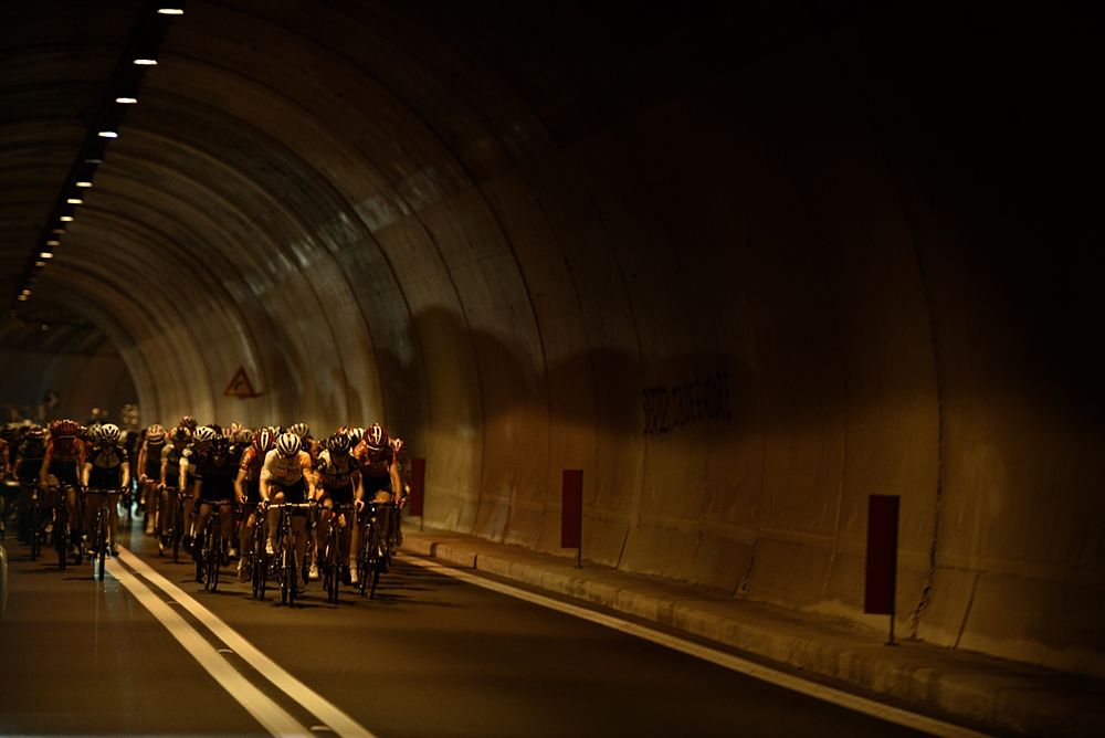 Through a tunnel