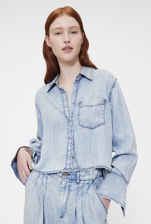 Gap, Gapstudio Draped Denim Crop Shirt