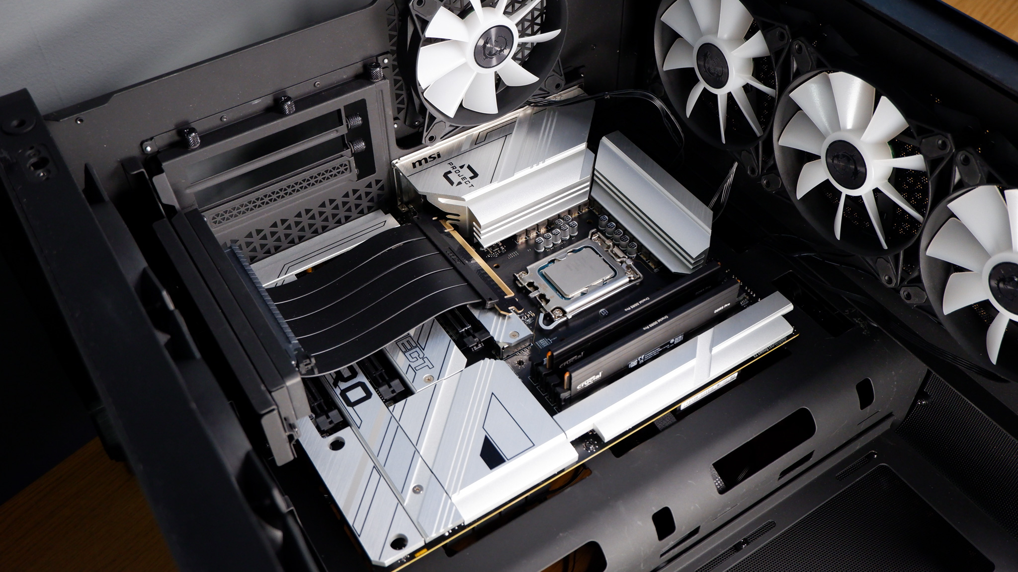 A gaming PC using MSI's Back-Connect 'Project Zero' components to create a nearly cable-free design.