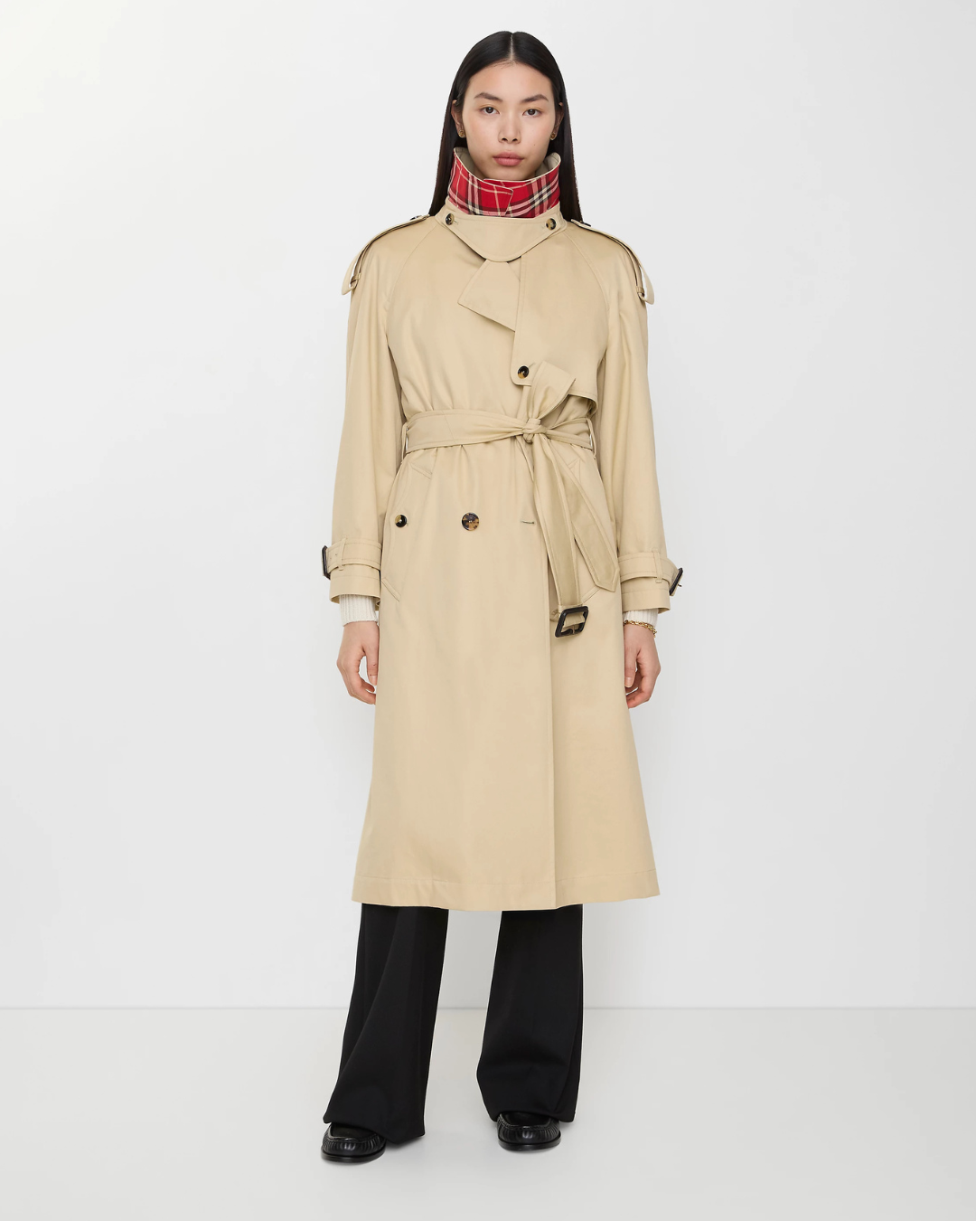 Long Castleford Trench Coat in Beige - Women, Cotton | Burberry&amp;reg; Official