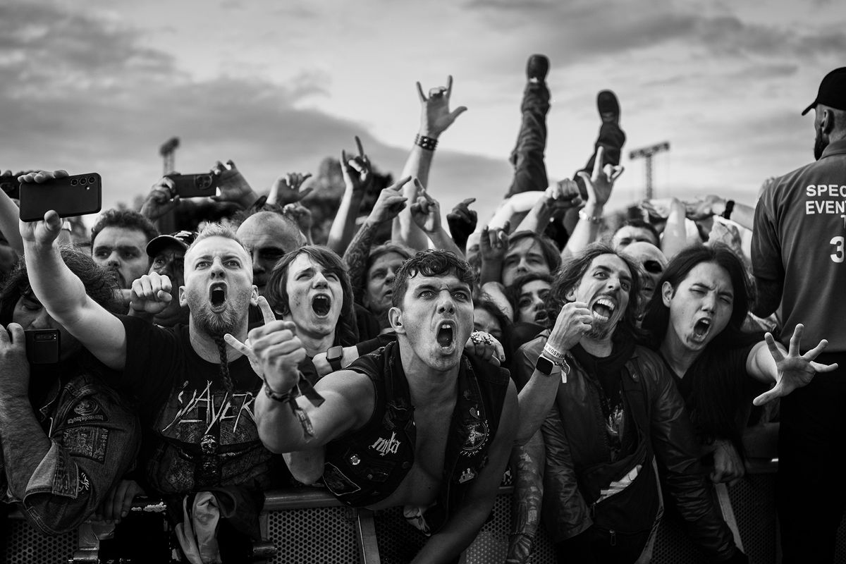 Slayer fans photographed at their Finsbury Park show in London, UK, by Brian Robinson.