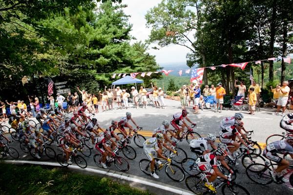 Riders near the crest of the climb.