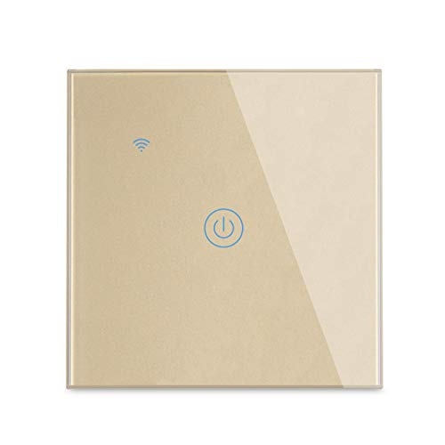 Yagusmart Wifi Smart Wall Light Switch, No Neutral Wire Required, No Hub Required, Compatible With Alexa and Google Home, App Remote Control, Timing Function, Voice Control(1 Gang-Gold)