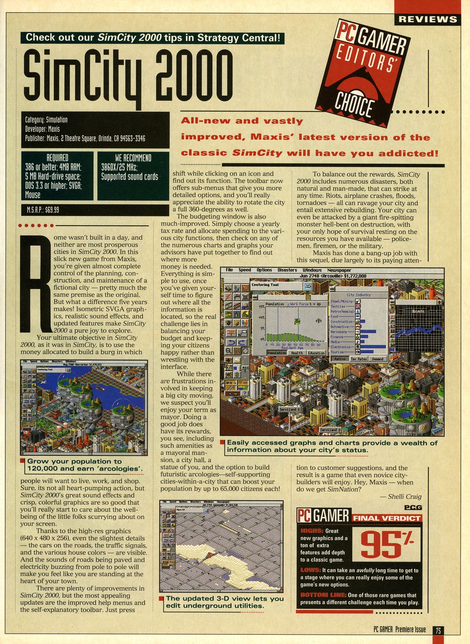 May 1994 - PC Gamer reviews SimCity 2000 | PC Gamer