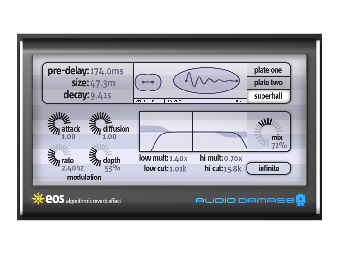 Audio Damage is particularly proud of the Superhall algorithm.