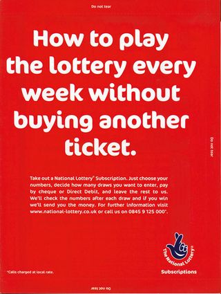 The National Lottery used FF Cocon in this campaign in 2004, setting both headline and text in it