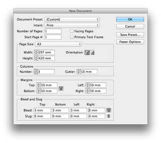 Create a new document in InDesign