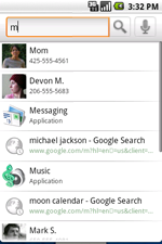 Google android 1.6 - quick search