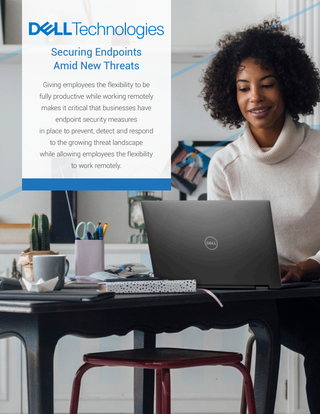 Whitepaper cover with image of female employee working at home on laptop
