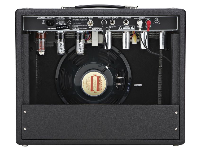 The '65 Princeton Reverb's rear panel features a footswitch jack and external speaker output