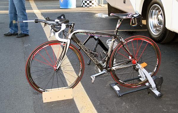 The control bike. The harpoon-like device is part of a mobile weather station.