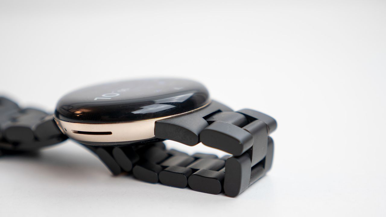 The metal band clasp and connectors for the Google Pixel Watch
